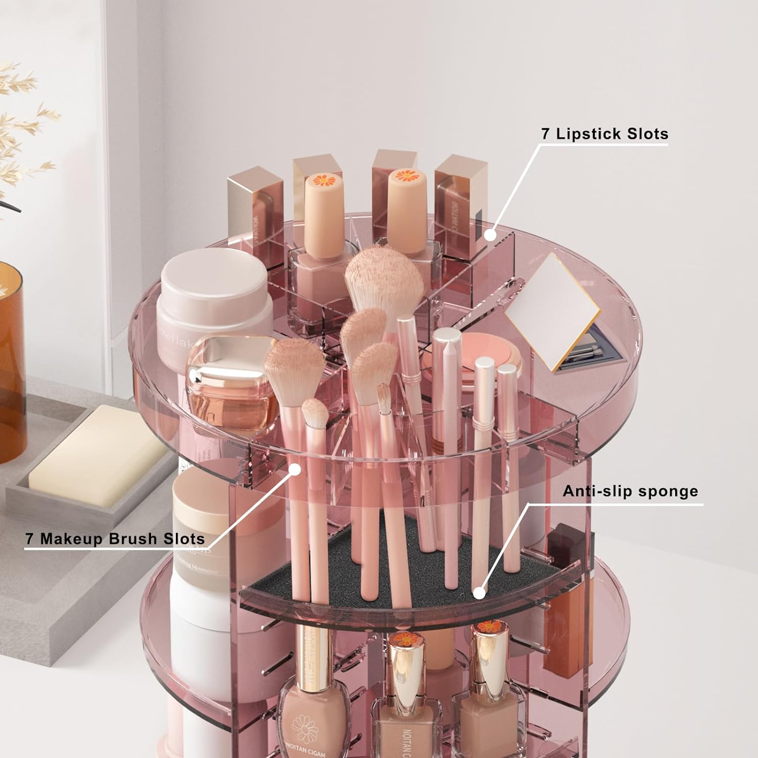 Rotating Makeup Organizer, Adjustable Layers Spinning Organizer, Cosmetic Display Case, Multi-Function Storage Carousel, Makeup Organizer, Makeup Holder, Makeup Stand Rotating Makeup Organizer, Adjustable Layers Spinning Organizer, Cosmetic Display Case, Multi-Function Storage Carousel, Makeup Organizer, Makeup Holder, Makeup Stand